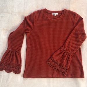 Women’s Moa Moa Rust Brushed Thermal Bell Sleeve Top